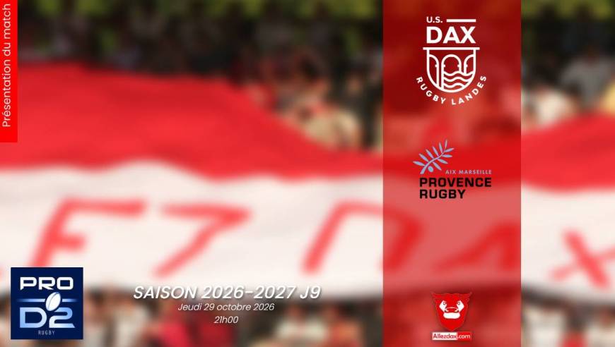 PROD2 2026-2027 J9 : DAX - PROVENCE RUGBY